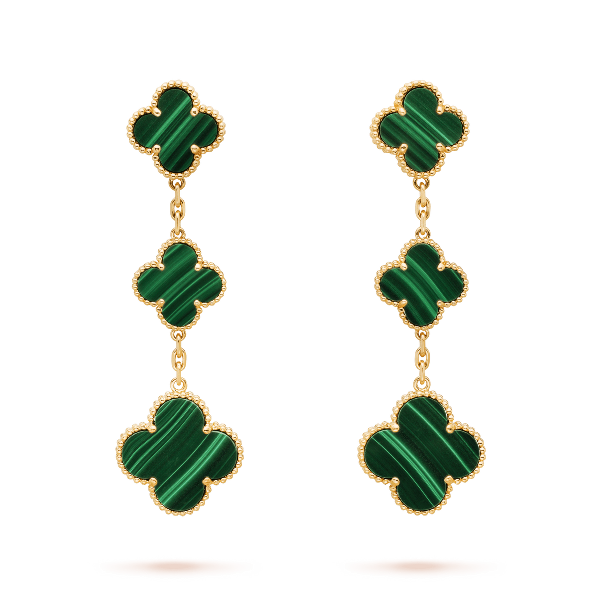 [⭐Miroze]CLOVER MALACHITE 3 MOTIFS GOLD