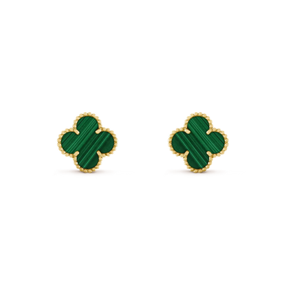 [⭐Miroze]CLOVER MEDIUM 1 MOTIFS MALACHITE  EARRINGS