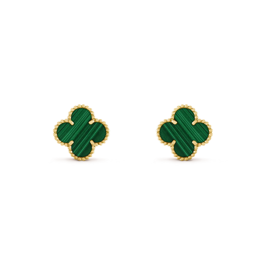 [⭐Miroze]CLOVER MEDIUM 1 MOTIFS MALACHITE  EARRINGS