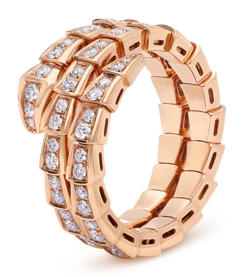 [⭐Miroze]SERPENTI RING PINK GOLD DIAMOND DOUBLE ROW