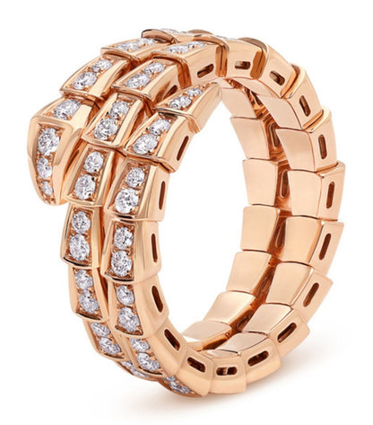 [⭐Miroze]SERPENTI RING PINK GOLD DIAMOND DOUBLE ROW