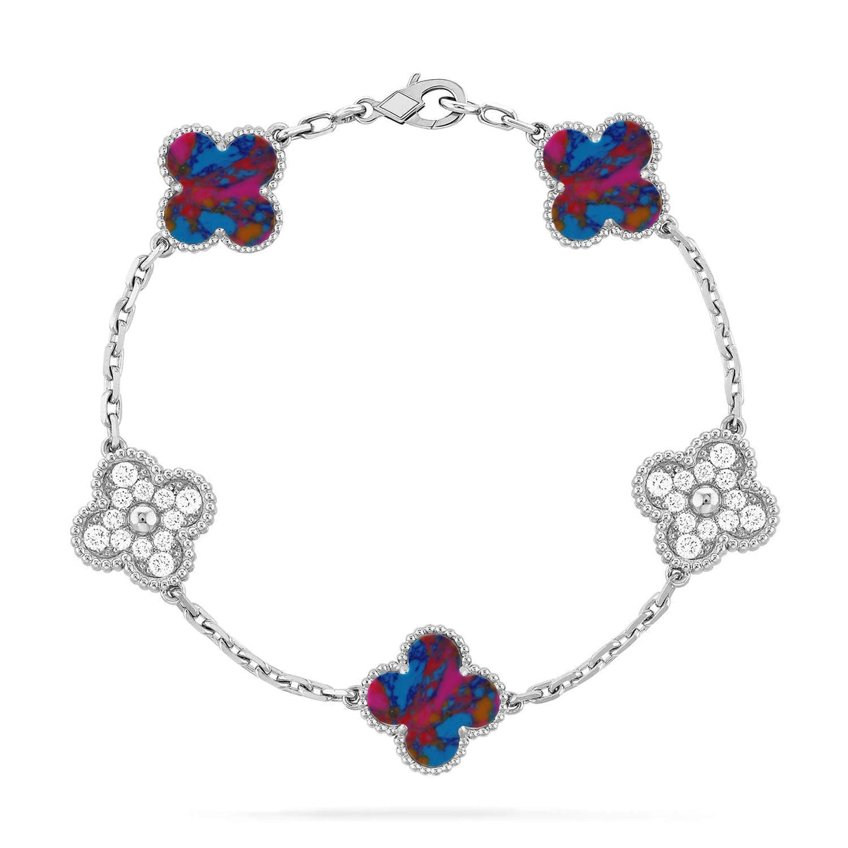 [⭐Miroze]CLOVER 5 MOTIF COLOR GEMSTONES BRACELET COLLECTION