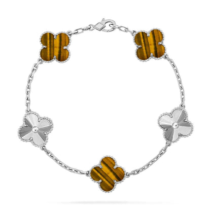 [⭐Miroze] CLOVER 5 MOTIFS TIGER EYE BRACELET COLLECTION