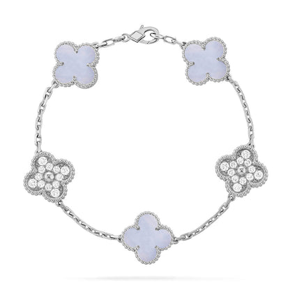 [⭐Miroze] CLOVER 5 MOTIF PURPLE CHALCEDONY BRACELET COLLECTION