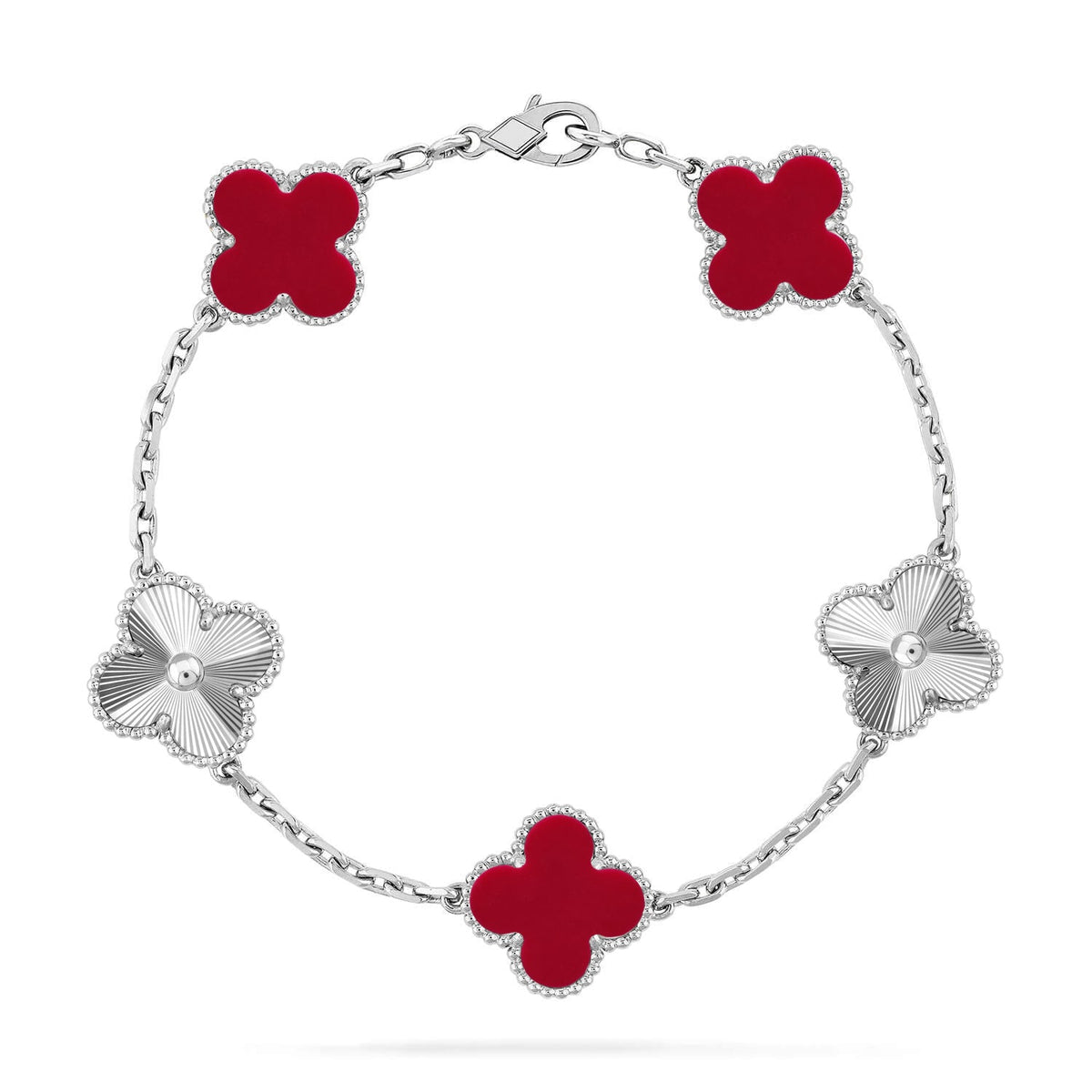 [⭐Miroze] CLOVER 5 MOTIF RED CORNELIAN BRACELET COLLECTION