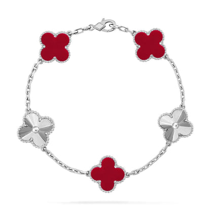 [⭐Miroze] CLOVER 5 MOTIF RED CORNELIAN BRACELET COLLECTION