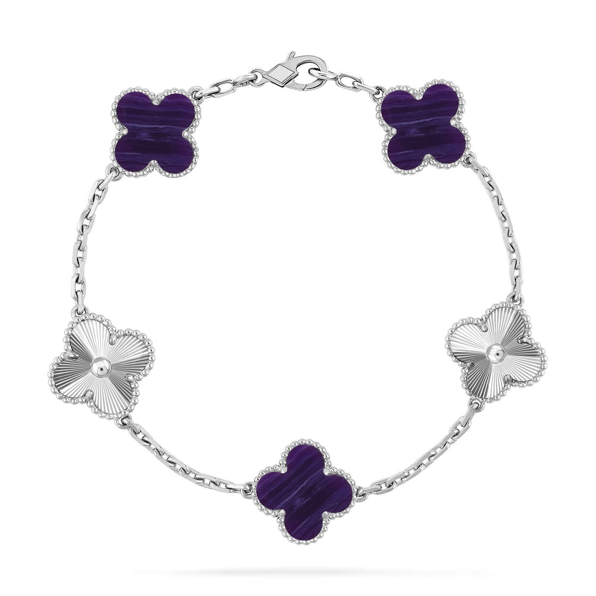 [⭐Miroze]CLOVER 5 MOTIF PURPLE STRIPES BRACELET COLLECTION