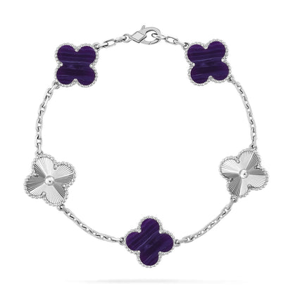 [⭐Miroze]CLOVER 5 MOTIF PURPLE STRIPES BRACELET COLLECTION