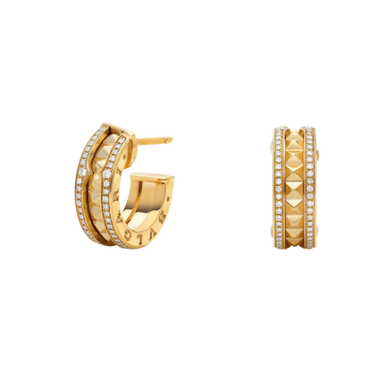 [⭐Miroze]ZERO 1 ROCK GOLD EARRINGS WITH STUDDED SPIRAL AND PAVED DIAMONDS