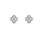 ⭐Miroze CLOVER 1 MOTIFS DIAMOND STUD EARRINGS SILVER