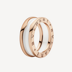 [⭐Veya]ZERO 1 TWO-BAND LOOPS AND WHITE CERAMIC SPIRAL PINK GOLD RING