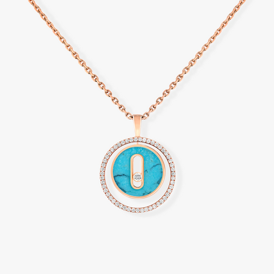 [[⭐Miroze] ]  MOVE 1 DIAMOND TURQUOISE PINK GOLD DIAMOND NECKLACE