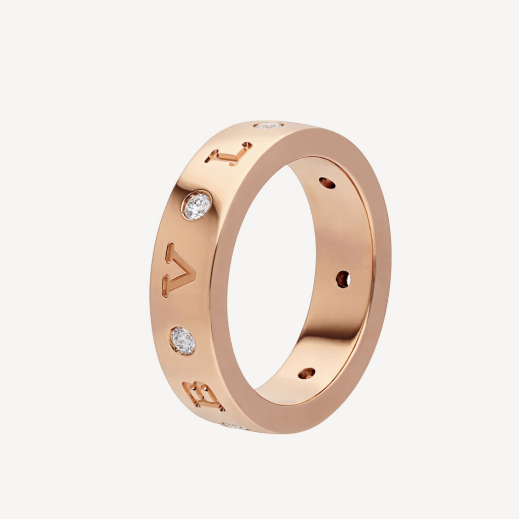 [⭐Veya]ZERO 1 ESSENTIAL PINK GOLD BAND WITH DIAMONDS RING