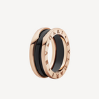 [⭐Veya]ZERO 1 TWO-BAND LOOPS AND BLACK CERAMIC PINK GOLD RING
