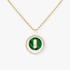 [⭐Miroze]LUCKY MOVE 1 DIAMOND MALACHITE GOLD DIAMOND NECKLACE
