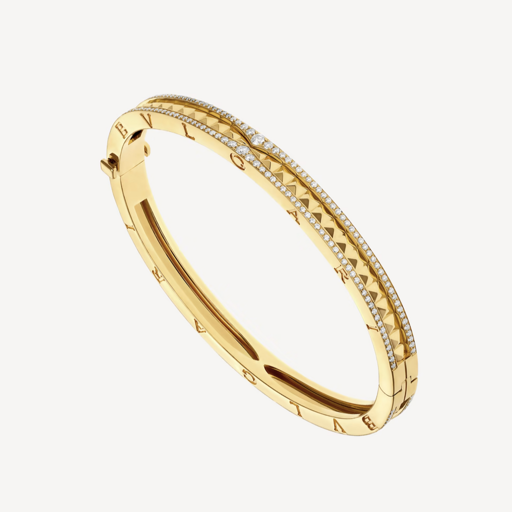 [⭐Veya]ZERO 1 SPIRAL AND PAVED DIAMOND GOLD BRACELET