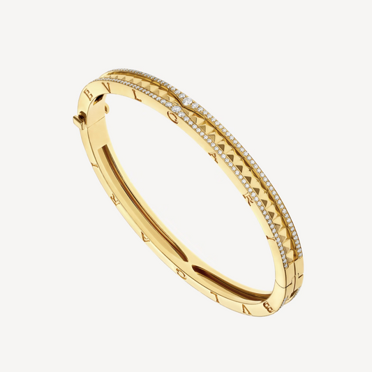 [⭐Miroze]ZERO 1 SPIRAL AND PAVED DIAMOND GOLD BRACELET