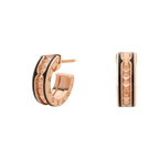 [⭐Veya]ZERO 1 ROCK PINK GOLD EARRINGS WITH STUDDED SPIRAL AND BLACK CERAMIC