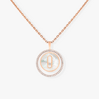 [⭐Miroze]LUCKY MOVE 1 DIAMOND WHITE MOTHER OF PEARL PINK GOLD DIAMOND NECKLACE