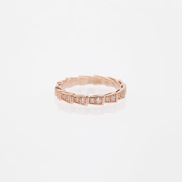 [⭐Veya]SERPENTI RING PINK GOLD DIAMOND PAVED 3MM