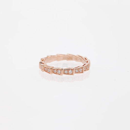 [⭐Miroze]SERPENTI RING PINK GOLD DIAMOND PAVED 3MM