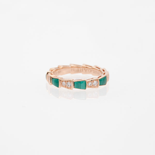 [⭐Veya]SERPENTI RING PINK GOLD MALACHITE DIAMOND 3MM