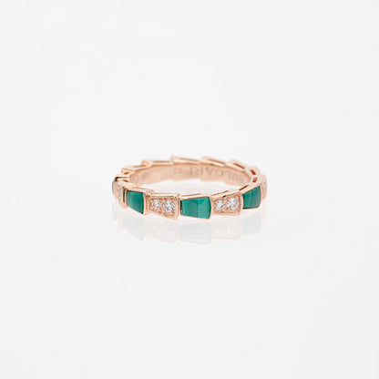 [⭐Miroze]SERPENTI RING PINK GOLD MALACHITE DIAMOND 3MM