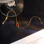 ⭐Miroze HEART-SHAPED  CARNELIAN SINGLE FLOWER BRACELET