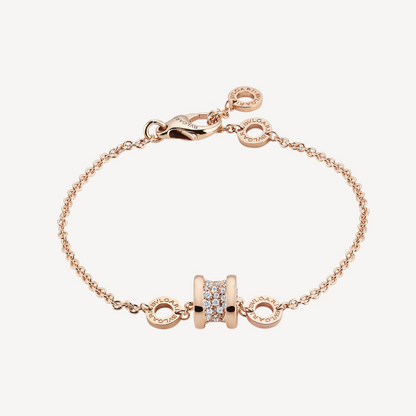 [⭐Miroze]ZERO 1 SOFT PINK GOLD WITH PAVED DIAMONDS ON THE SPIRAL BRACELET