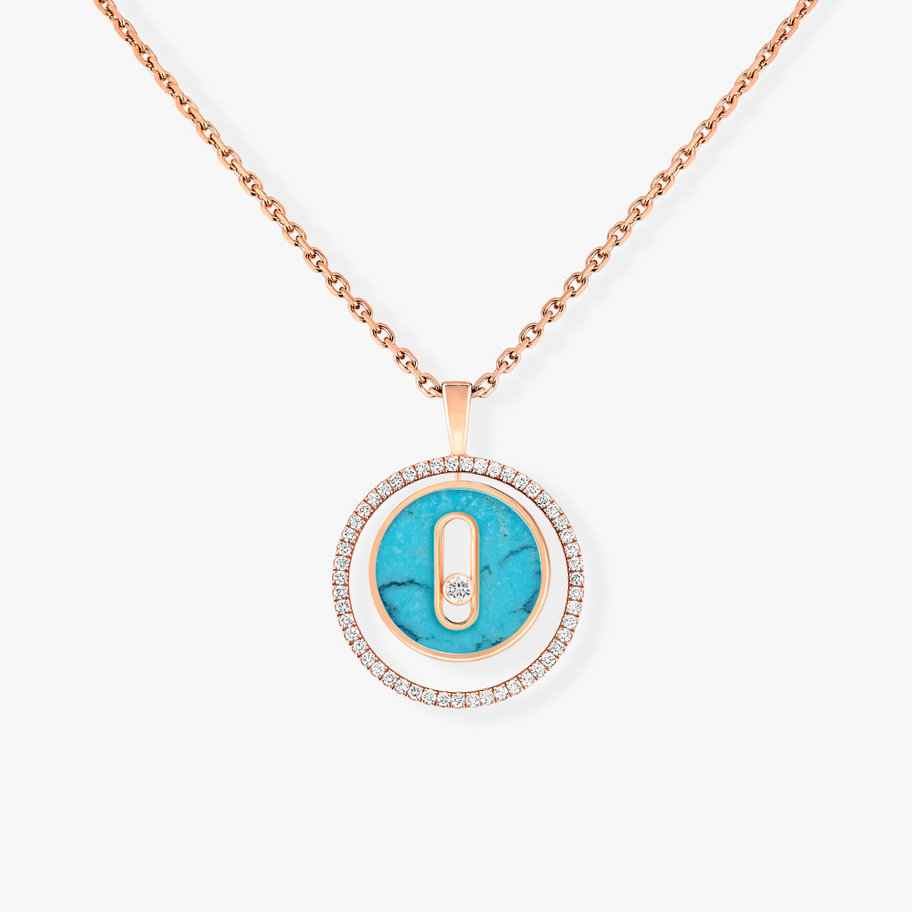 [⭐Miroze]LUCKY MOVE 1 DIAMOND TURQUOISE PINK GOLD DIAMOND NECKLACE
