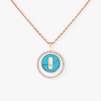 [⭐Miroze]LUCKY MOVE 1 DIAMOND TURQUOISE PINK GOLD DIAMOND NECKLACE