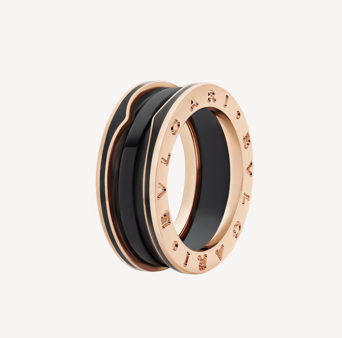 [⭐Miroze]ZERO 1 TWO-BAND WITH MATTE BLACK CERAMIC PINK GOLD RING