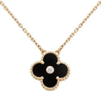⭐Miroze CLOVER 15MM DIAMOND ONYX NECKLACE