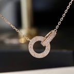 ⭐Miroze LOVE 7.6MM NECKLACE ROSE GOLD AND SILVER  FULL DIAMOND