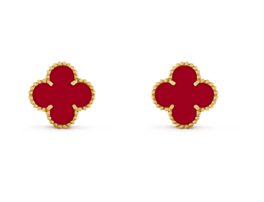 [⭐Miroze] CLOVER 20MM RED AGATE EARRINGS
