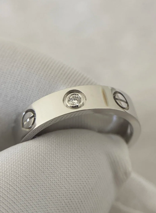 [⭐Miroze]LOVE RING 4MM 1 DIAMOND SILVER