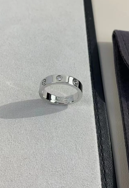 [⭐Miroze]LOVE RING 4MM 1 DIAMOND SILVER