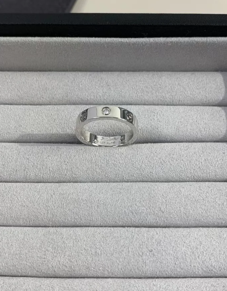 [⭐Miroze]LOVE RING 4MM 1 DIAMOND SILVER