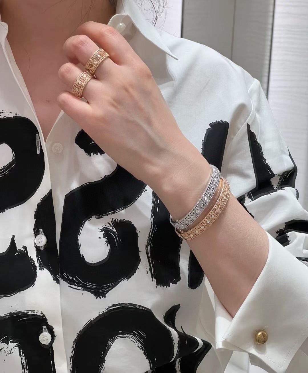 [[⭐Miroze] ] 2026 WOVEN-PATTERN BRACELET SET WITH FULL DIAMOND INLAY THREE-COLORS