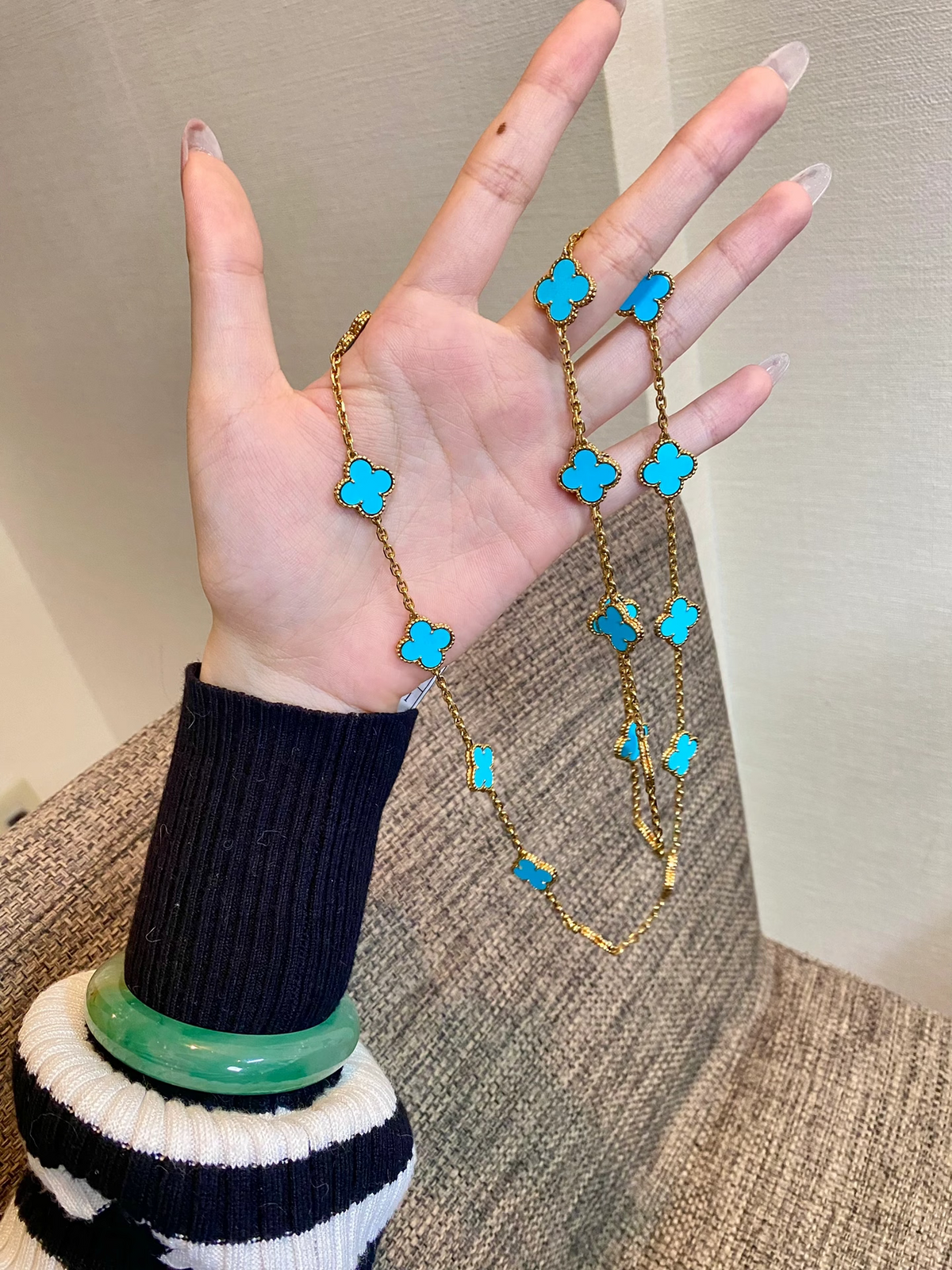 [⭐Miroze]CLOVER 20 MOTIFS TURQUOISE GOLD