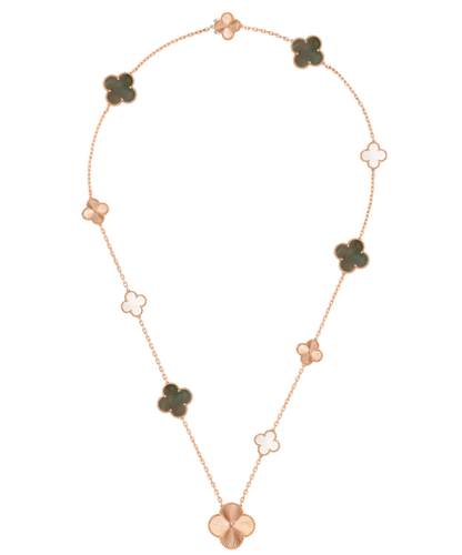 [⭐Miroze]DETACHABLE CLOVER 15(11+4) FLOWER SILVER NECKLACE SET