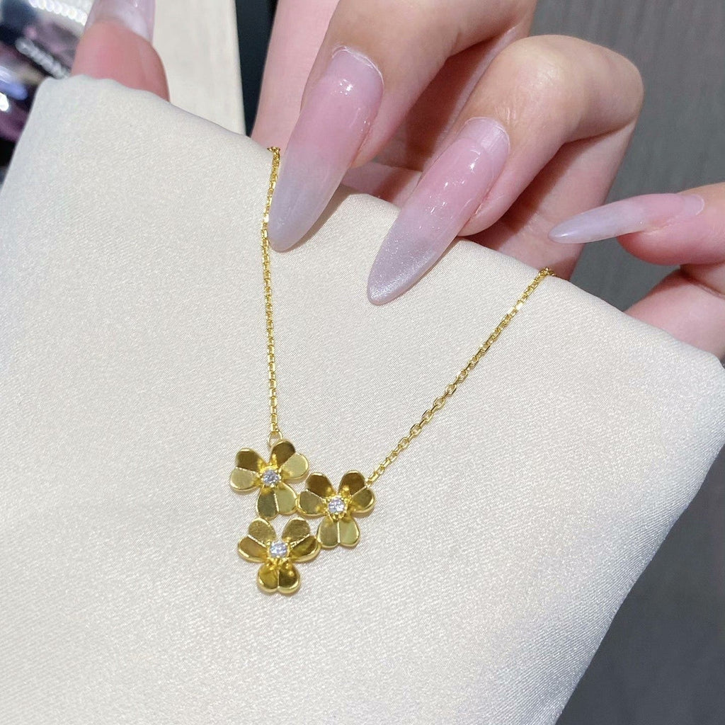 ⭐Miroze FRIVOLE ROSE GOLD FLOWER DIAMOND NECKLACE
