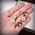 ⭐Miroze LUCKY LADYBUG WHITE MOP EARRINGS