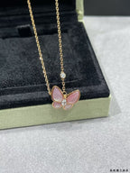 [⭐Miroze ] BUTTERFLY PINK MOTHER-OF-PEARL DIAMOND NECKLACE