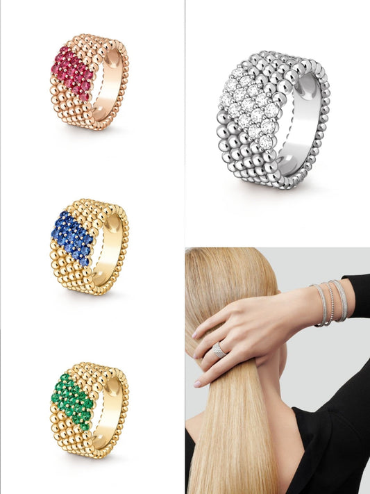 [[⭐Miroze] ]  PERLEE DIAMOND RING ,5-ROW DIAMOND-SET DESIGN