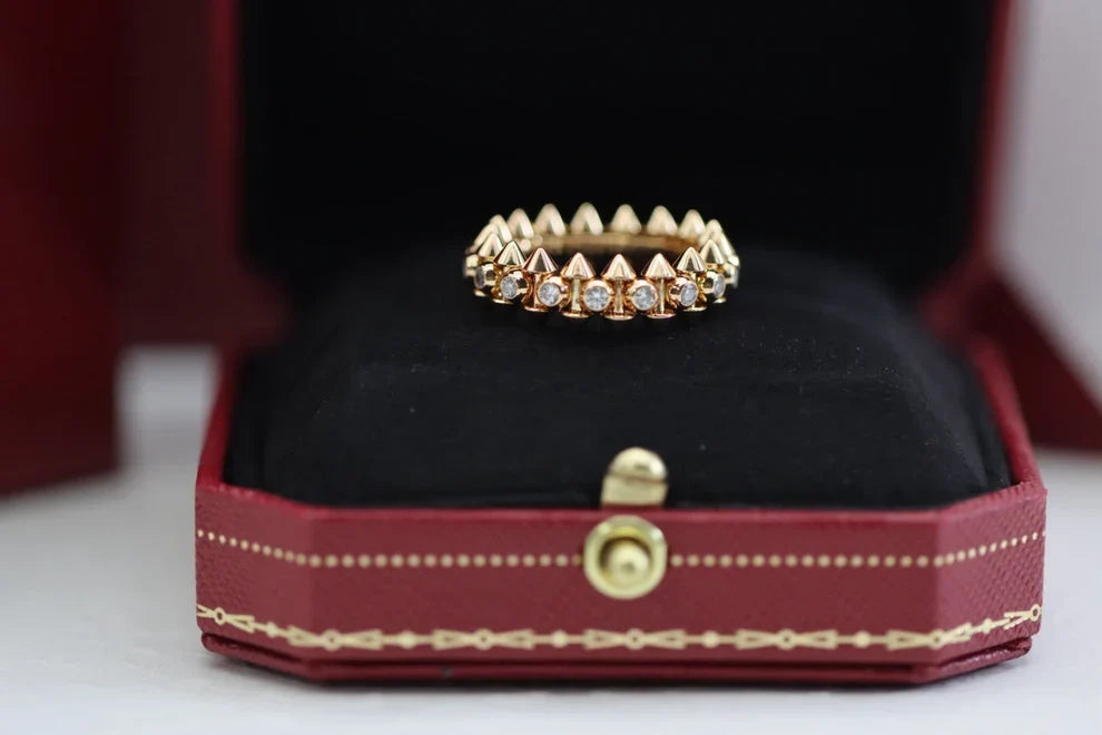 [⭐Miroze ] Double‑Row Spike Full‑Diamond Band Ring