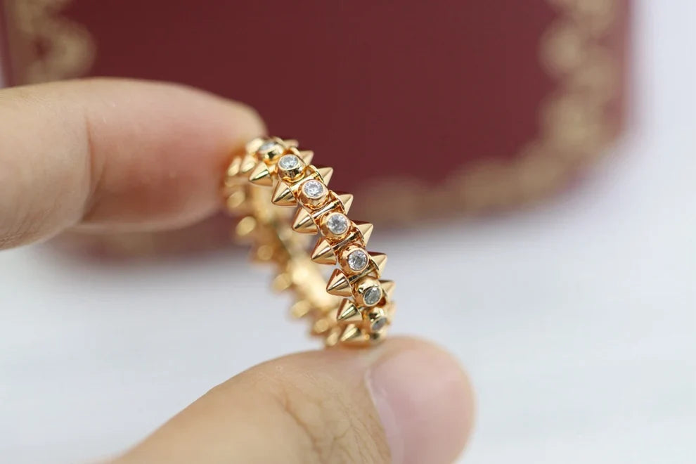 [⭐Miroze ] Double‑Row Spike Full‑Diamond Band Ring