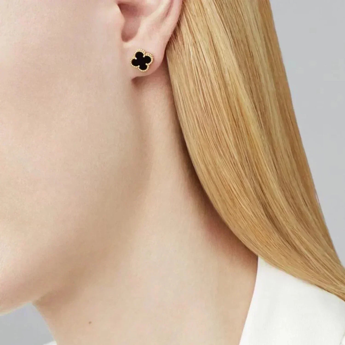 [⭐Miroze]CLOVER MINI 9.5MM BLACK MOP EARRINGS