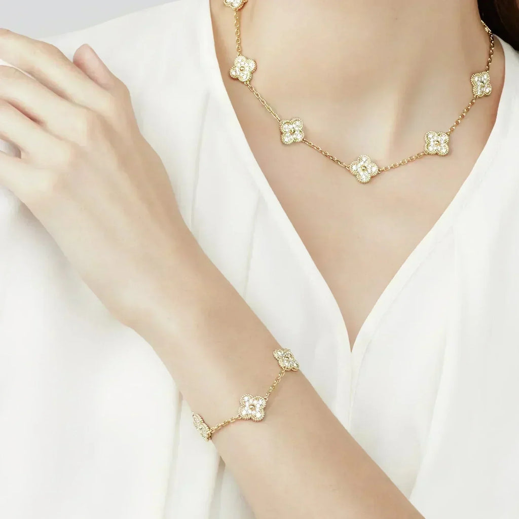[⭐Miroze ] New  CLOVER 5 MOTIF FULL DIAMOND BRACELET COLLECTION