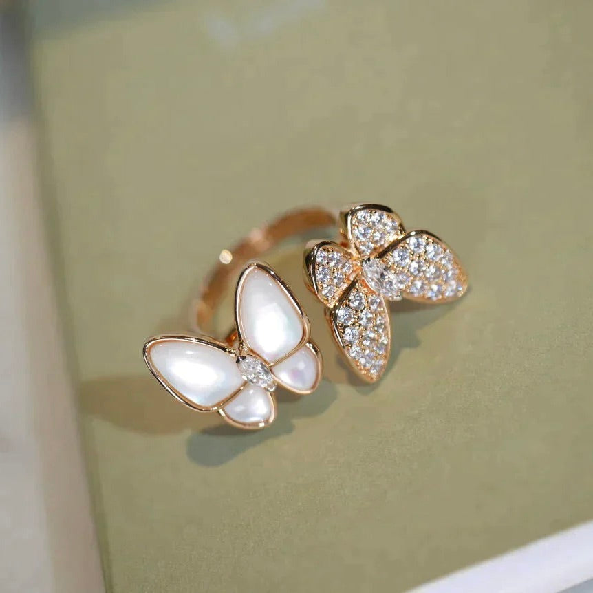 ⭐Miroze TWIN BUTTERFLY DIAMOND MOP RING